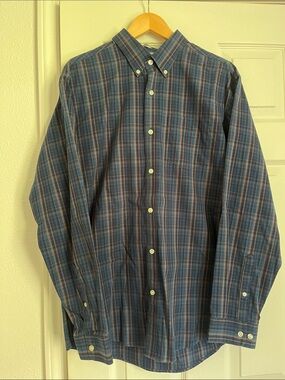 Eddie Bauer Blue Plaid Button-Down Shirt